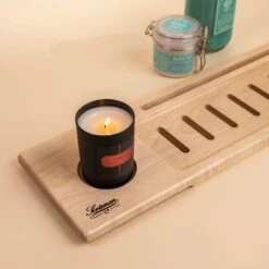 Maple Wood Bath Caddy - Luxury Bathtub Organizer with Tablet & Phone Holder