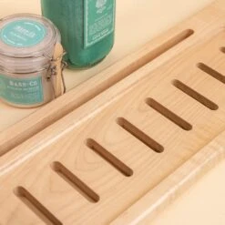 Maple Wood Bath Caddy - Luxury Bathtub Organizer with Tablet & Phone Holder -Laurel Mercantile Store Bath Cady Walnut White Oak Cherry Maple Wood Bathroom Home Lifestyle 00047