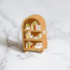 Literary Bookshelf Hard Enamel Pin - 1.25" Bookish Accessory for Readers -Laurel Mercantile Store Bookshelf Enamel Pin