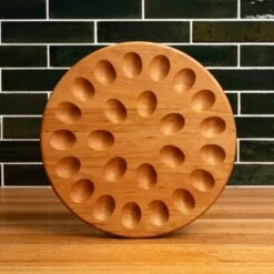 Scotsman Cherry Deviled Egg Tray - 24-Egg Reversible Hardwood Server