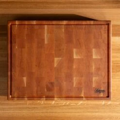 Cherry End Grain Rectangle Butcher Block With Juice Groove -Laurel Mercantile Store Cherry Rectangle End Grain with Juice Groove Large 00001