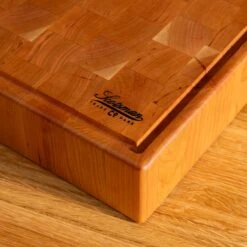 Cherry End Grain Rectangle Butcher Block With Juice Groove -Laurel Mercantile Store Cherry Rectangle End Grain with Juice Groove Medium 00003