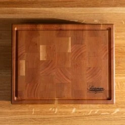 Cherry End Grain Rectangle Butcher Block With Juice Groove -Laurel Mercantile Store Cherry Rectangle End Grain with Juice Groove Small 00001