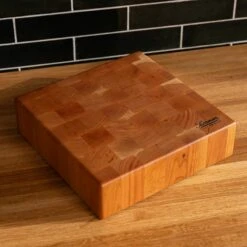 Cherry End Grain Square Butcher Block -Laurel Mercantile Store Cherry Square End Grain Butcher Block Medium 00002