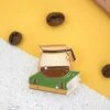 Coffee and Books Hard Enamel Pin for Readers and Coffee Lovers -Laurel Mercantile Store Coffee Books Enamel Pin