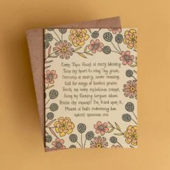 Hymn Greeting Card - Come Thou Fount Floral Encouragement Stationery