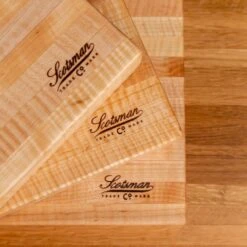 Curly Maple Butcher Block 15 Curly Maple Butcher Block -Laurel Mercantile Store Curly Maple Eased Edge Butcher Block 00002