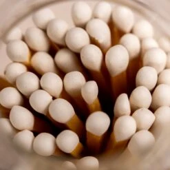 White Long Stem Matches in Glass Jar with Acacia Wood Lid -Laurel Mercantile Store DSC00238