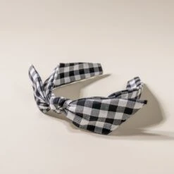 Brooke's Gingham Bow Headband: Slim & Comfortable Non-Slip Style -Laurel Mercantile Store DSC0254