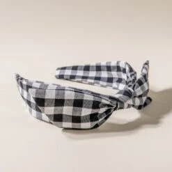 Brooke's Gingham Bow Headband: Slim & Comfortable Non-Slip Style -Laurel Mercantile Store DSC0255