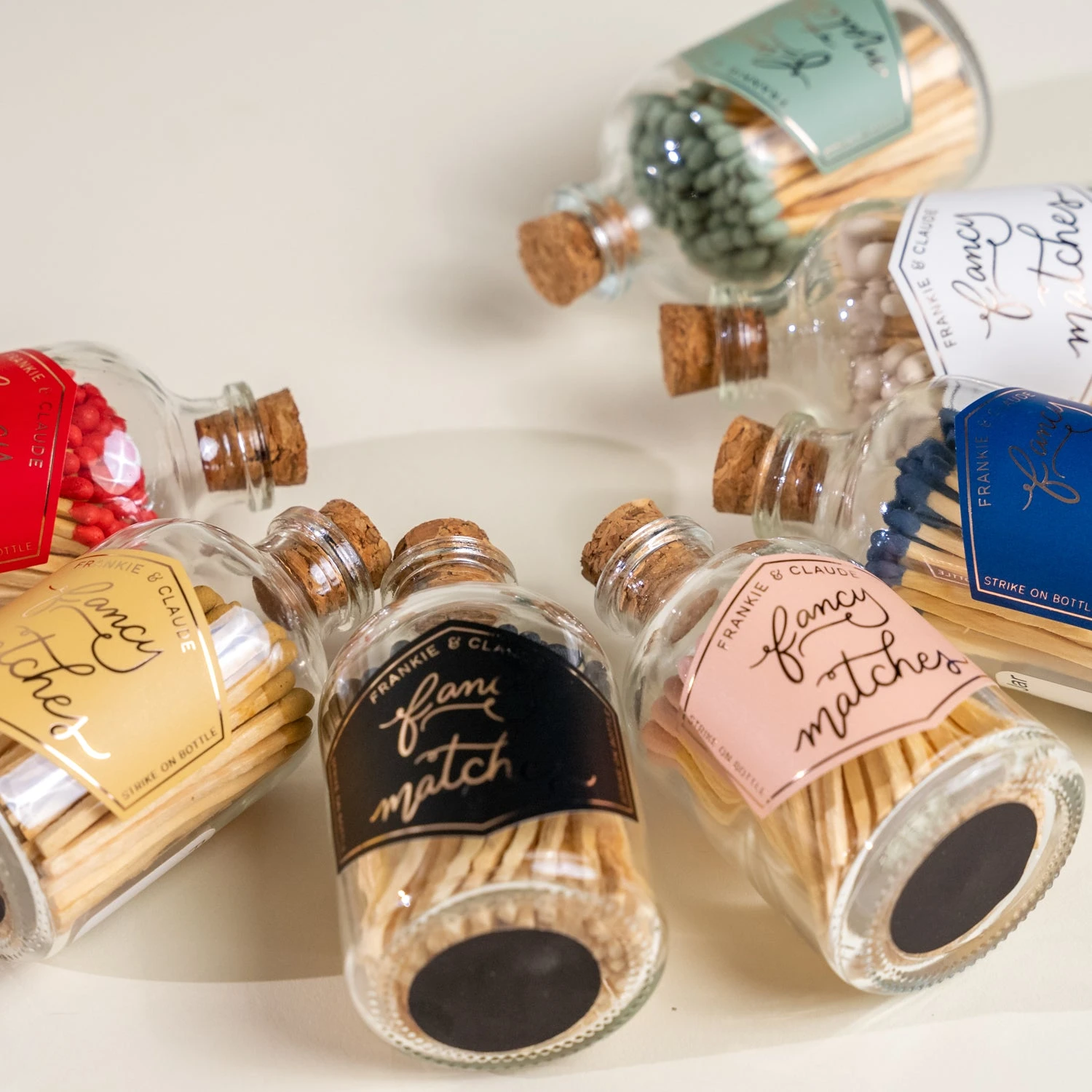 Premium Red Fancy Matches in Decorative Glass Jar with Cork Lid 4 Premium Red Fancy Matches in Decorative Glass Jar with Cork Lid - Image 2