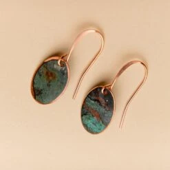 Handmade Upcycled Copper Earrings - Arched Patina Jewelry