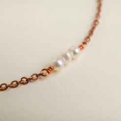 Novi Three Pearl Necklace: Dainty Adjustable Artisan Jewelry -Laurel Mercantile Store DSC05295
