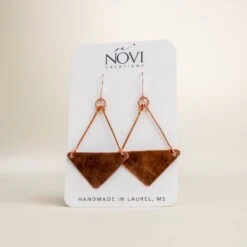 Novi Copper Diamond Full Dangle Earrings - Handmade Hammered Jewelry