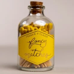 Decorative Yellow Matches in Glass Jar with Bottom Striker - 75 Count