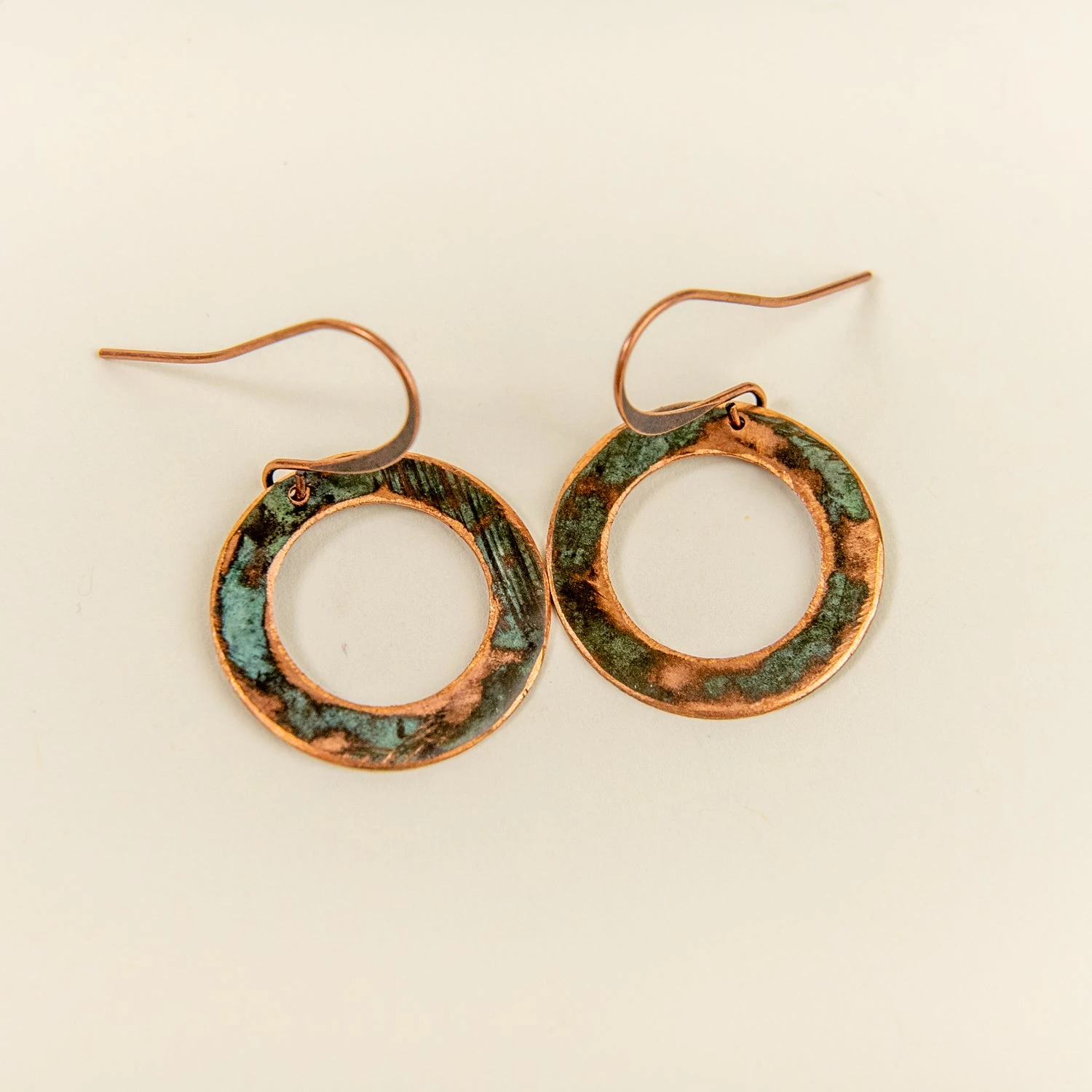 Handcrafted Upcycled Copper Circle Earrings: Historic Patina Edition 4 Handcrafted Upcycled Copper Circle Earrings: Historic Patina Edition - Image 2