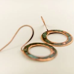 Handcrafted Upcycled Copper Circle Earrings: Historic Patina Edition 10 Handcrafted Upcycled Copper Circle Earrings: Historic Patina Edition -Laurel Mercantile Store DSC06434
