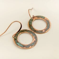 Handcrafted Upcycled Copper Circle Earrings: Historic Patina Edition 11 Handcrafted Upcycled Copper Circle Earrings: Historic Patina Edition -Laurel Mercantile Store DSC06435