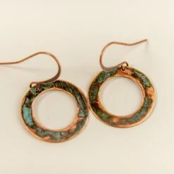 Handcrafted Upcycled Copper Circle Earrings: Historic Patina Edition 12 Handcrafted Upcycled Copper Circle Earrings: Historic Patina Edition -Laurel Mercantile Store DSC06437