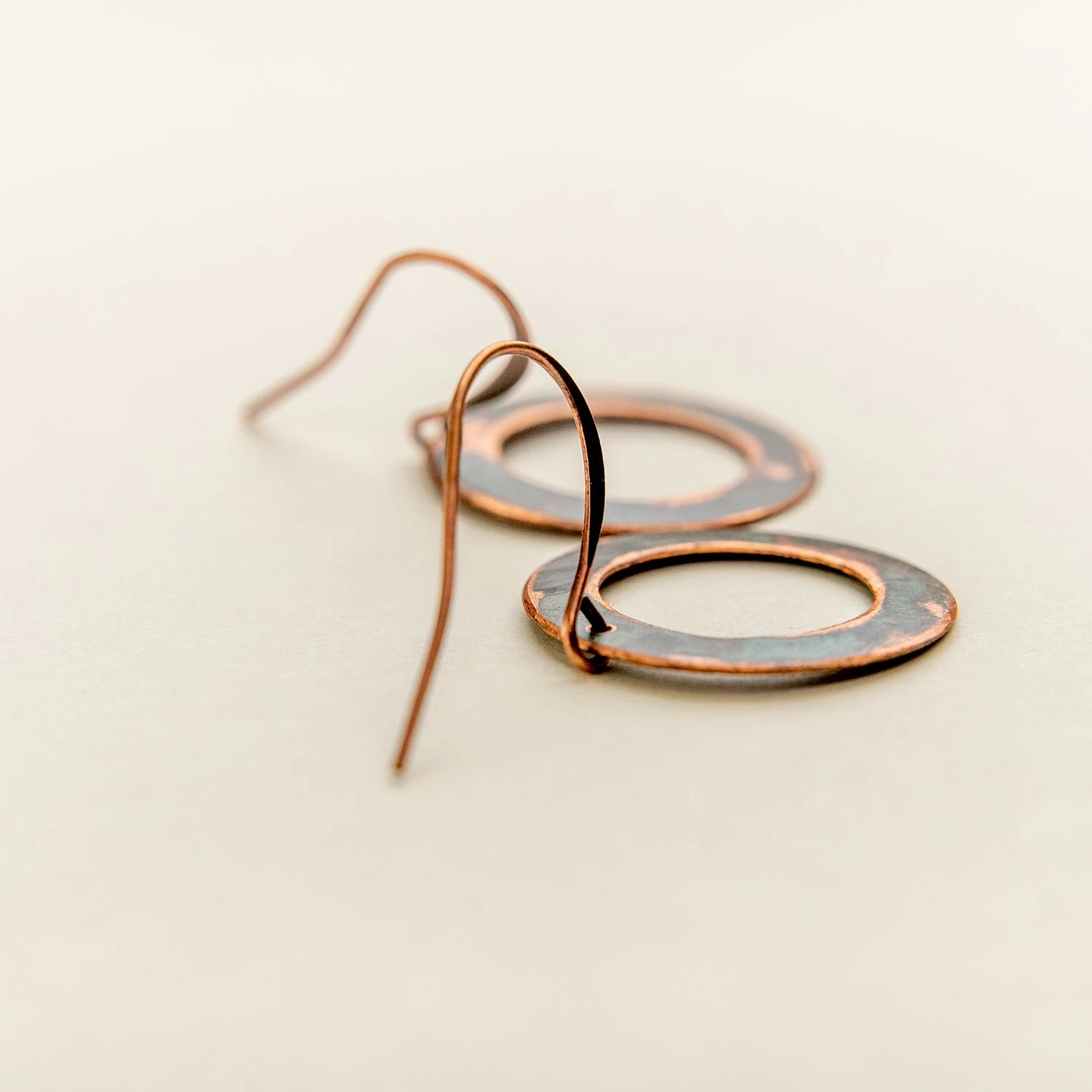 Handcrafted Upcycled Copper Circle Earrings: Historic Patina Edition 8 Handcrafted Upcycled Copper Circle Earrings: Historic Patina Edition - Image 6