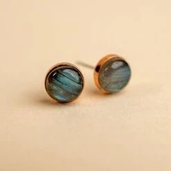 Novi Labradorite Studs: Handmade Gemstone Earrings