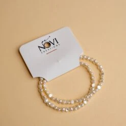Novi Pearl Bracelet - Handmade Freshwater Pearl Double Wrap & Choker