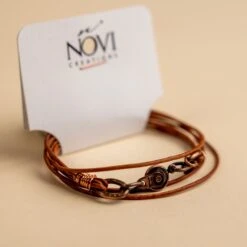 Novi Brown Leather Double Wrap Bracelet & Choker