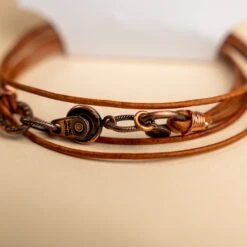Novi Brown Leather Double Wrap Bracelet & Choker 12 Novi Brown Leather Double Wrap Bracelet & Choker -Laurel Mercantile Store DSC09620