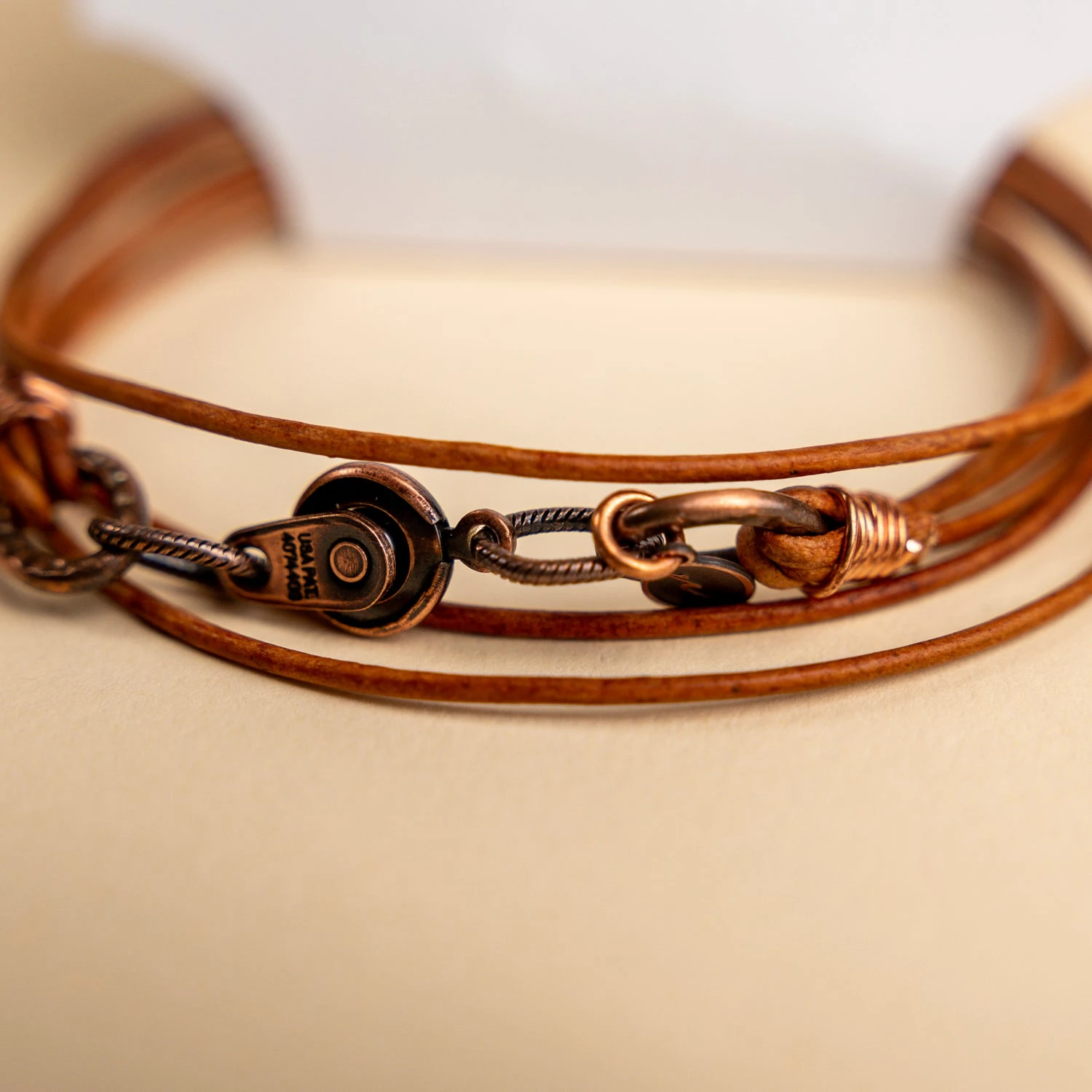 Novi Brown Leather Double Wrap Bracelet & Choker 6 Novi Brown Leather Double Wrap Bracelet & Choker - Image 4