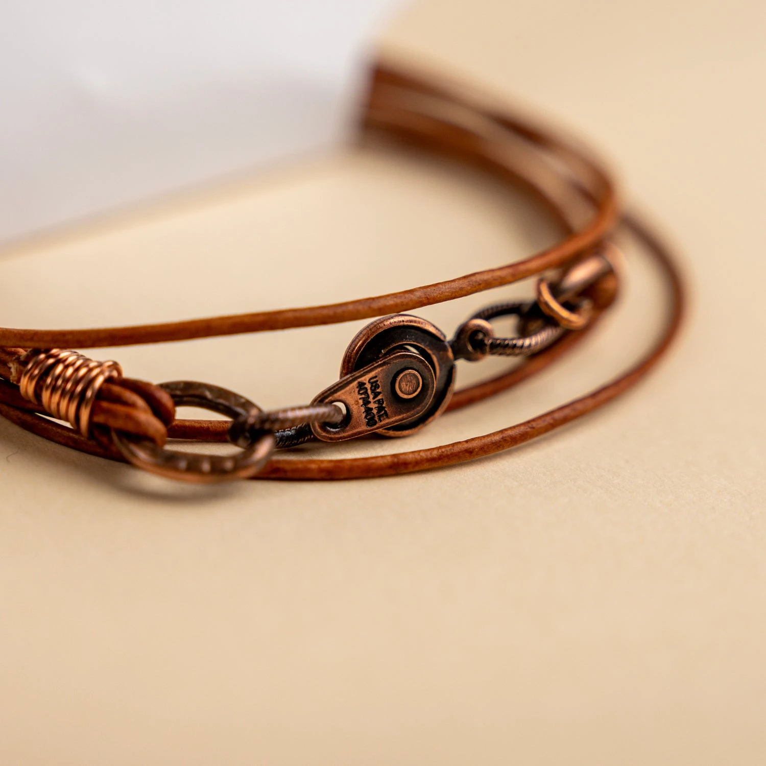 Novi Brown Leather Double Wrap Bracelet & Choker 7 Novi Brown Leather Double Wrap Bracelet & Choker - Image 5