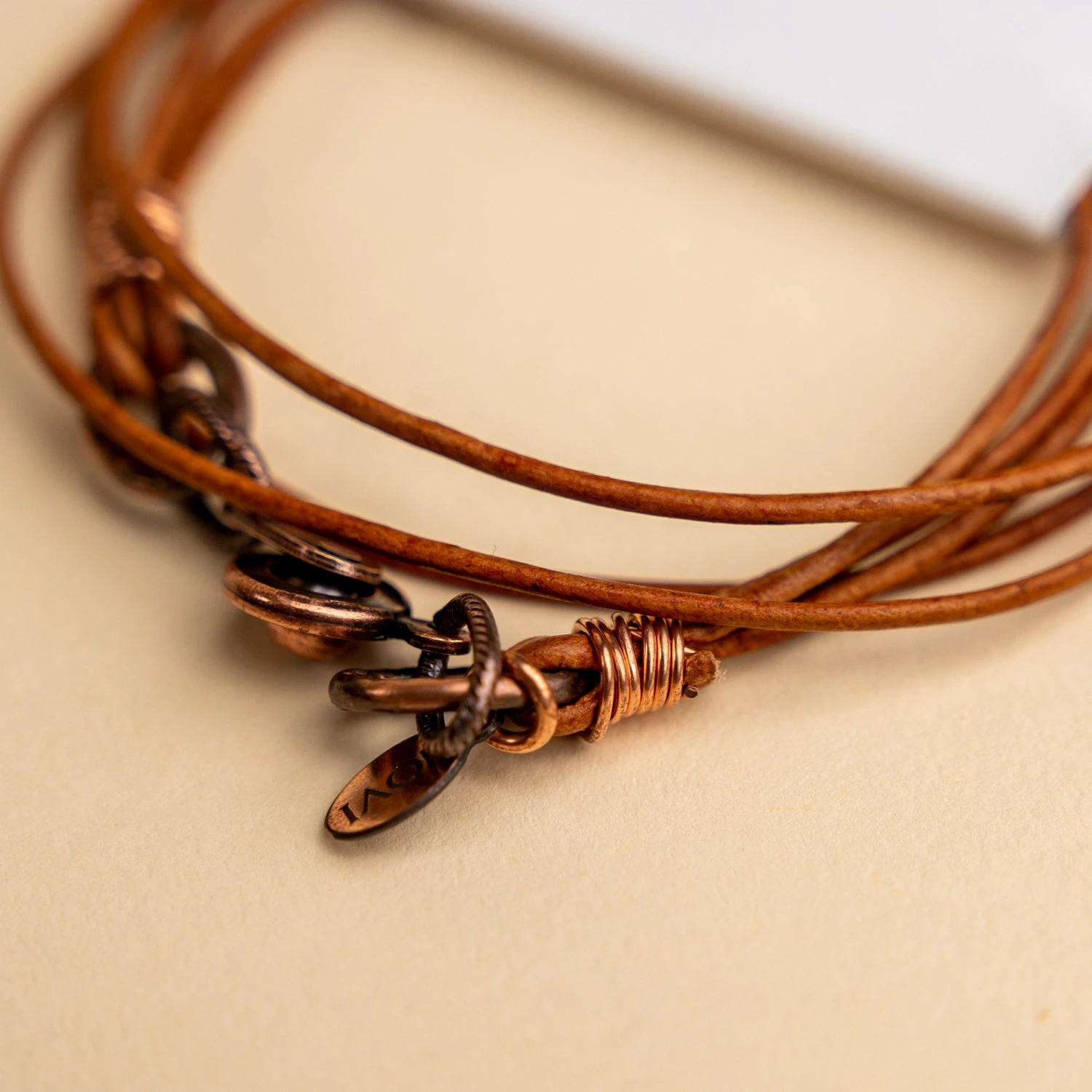 Novi Brown Leather Double Wrap Bracelet & Choker 4 Novi Brown Leather Double Wrap Bracelet & Choker - Image 2