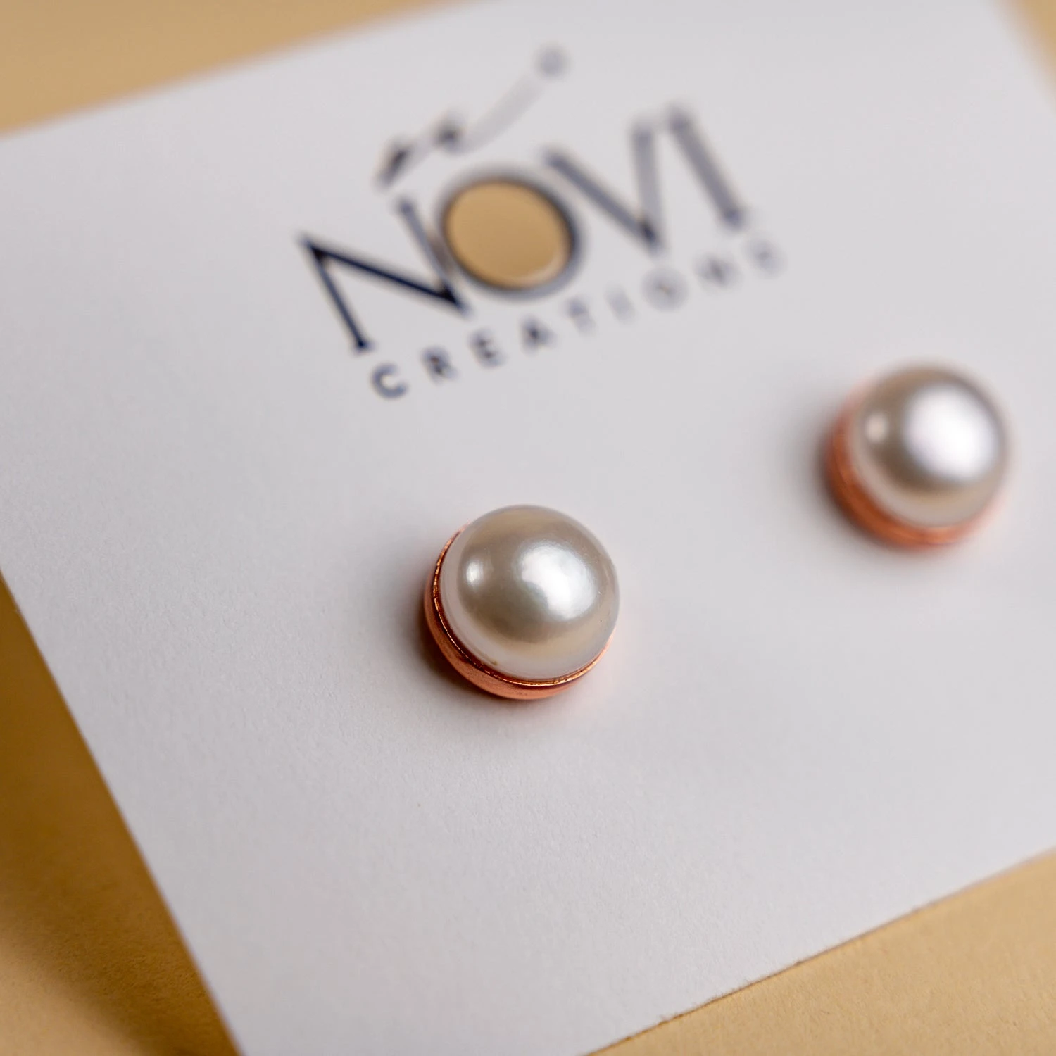 Novi Freshwater Pearl Stud Earrings - Handcrafted 8mm Jewelry 4 Novi Freshwater Pearl Stud Earrings - Handcrafted 8mm Jewelry - Image 2