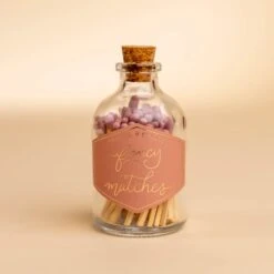 Dusty Rose Decorative Matches in Small Glass Jar with Striker