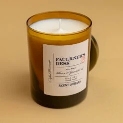 Faulkner's Desk Candle: Tobacco & Typewriter Ink Scent -Laurel Mercantile Store Fualkners Desk 11 oz Candle 00005