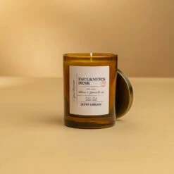 Faulkner's Desk Candle: Tobacco & Typewriter Ink Scent -Laurel Mercantile Store Fualkners Desk 11 oz Candle 00006