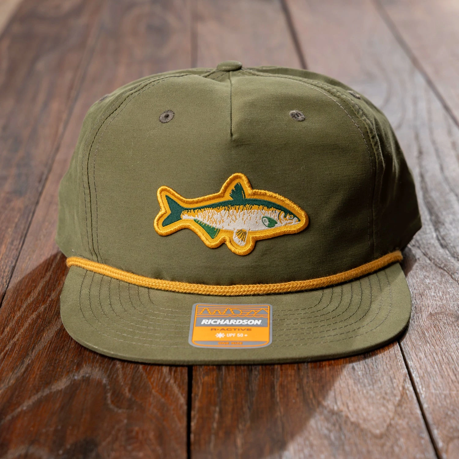 Green Trout Fishing Hat - Retro 5-Panel Snapback with Custom Patch 5 Green Trout Fishing Hat - Retro 5-Panel Snapback with Custom Patch - Image 3