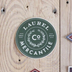 Laurel Mercantile Co. Green Wreath Logo Die Cut Decal