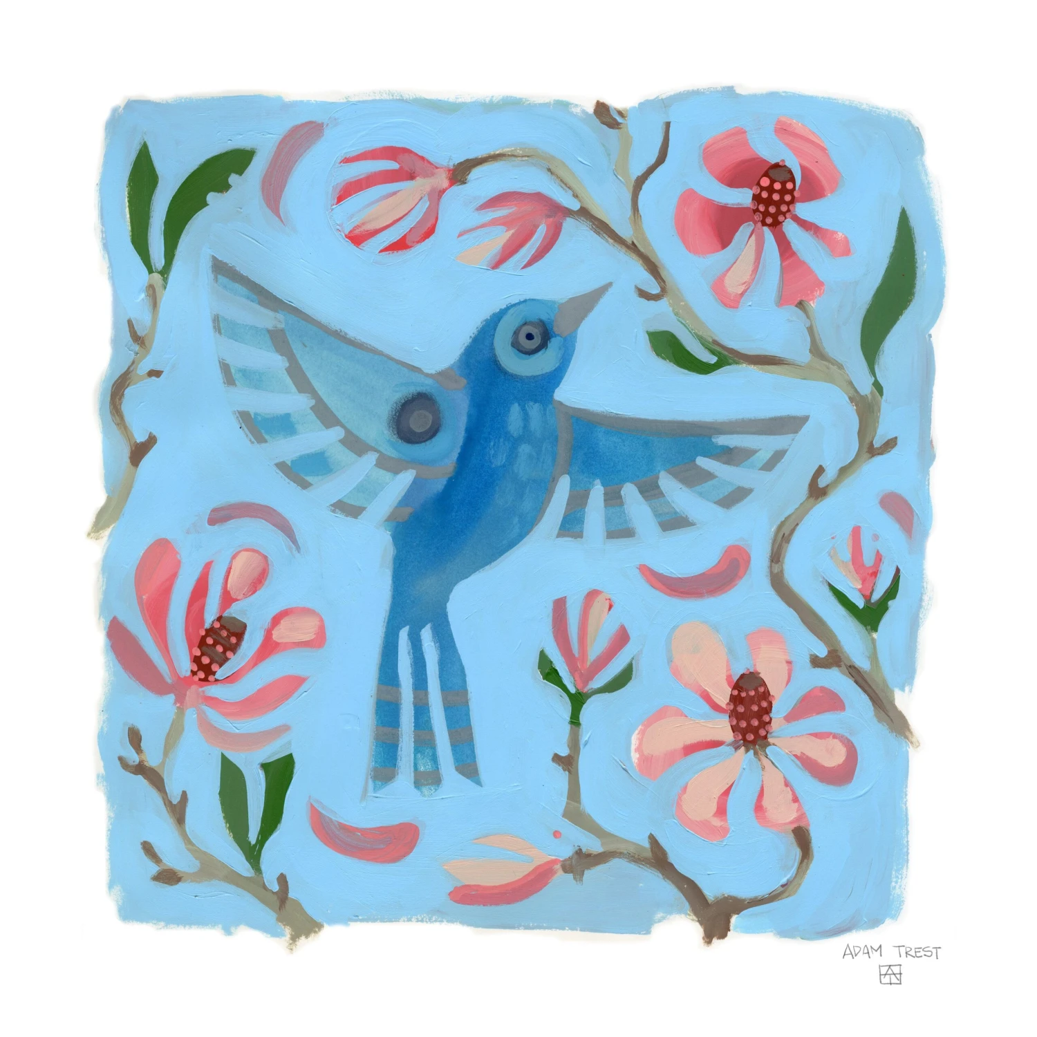 Adam Trest Songbird Symphony | Japanese Magnolia Bunting Print 3 Adam Trest Songbird Symphony | Japanese Magnolia Bunting Print