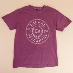 Laurel Mercantile Co. Berry Wreath Logo T-shirt -Laurel Mercantile Store LMCOPurpleTshirt00006
