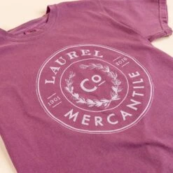 Laurel Mercantile Co. Berry Wreath Logo T-shirt -Laurel Mercantile Store LMCOPurpleTshirt00008