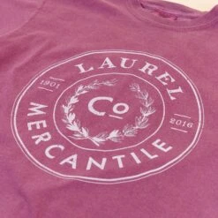 Laurel Mercantile Co. Berry Wreath Logo T-shirt -Laurel Mercantile Store LMCOPurpleTshirt00009