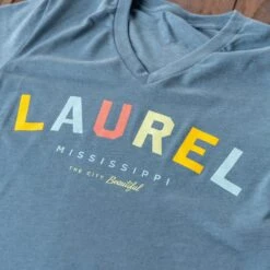 Bella Canvas Laurel Colors V-Neck T-Shirt in Heather Slate -Laurel Mercantile Store Laurel Colors V Neck Tshirt 00003