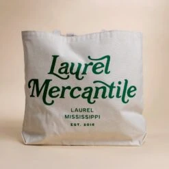 Laurel Mercantile Green Cotton Canvas Tote Bag