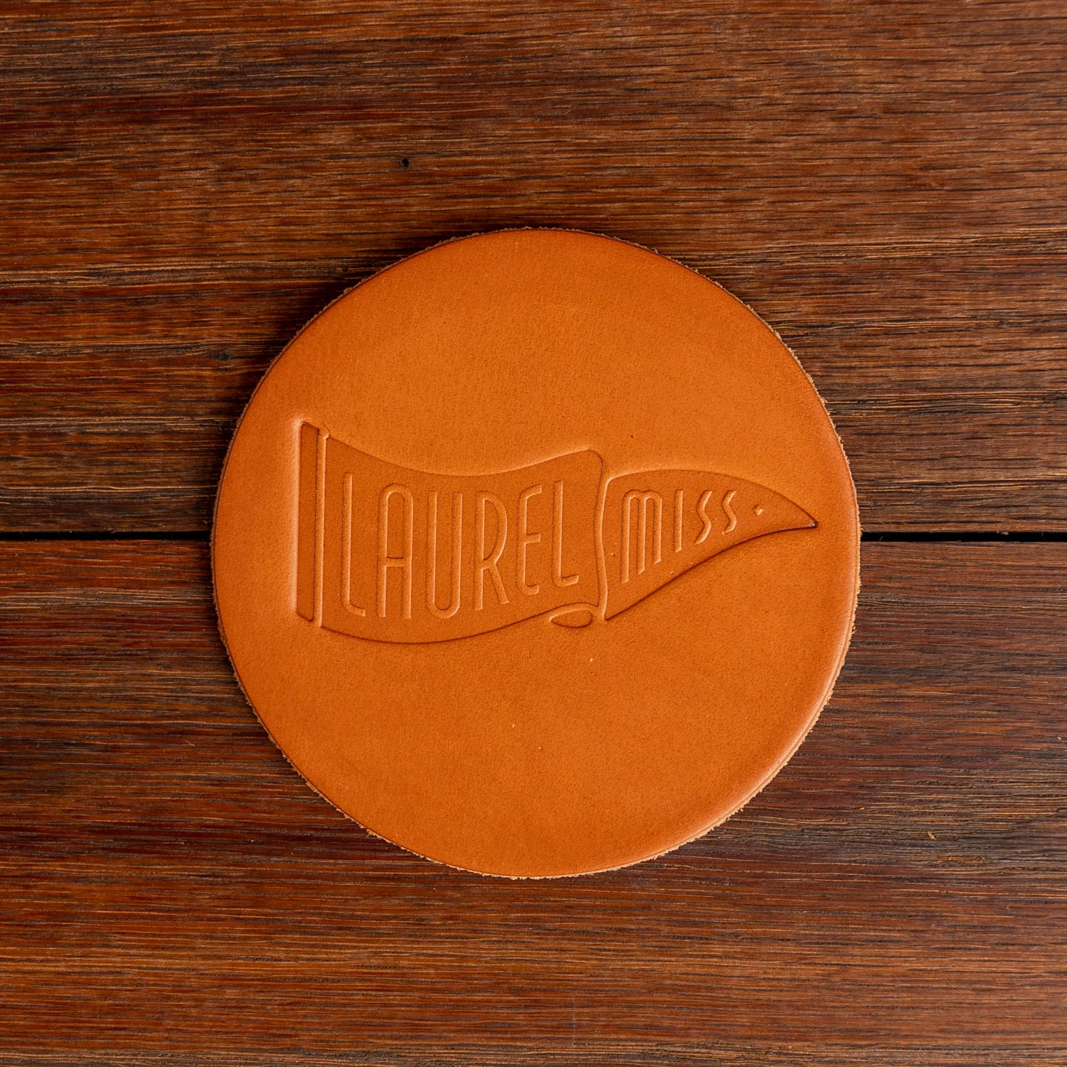 Laurel Pennant Handcrafted English Bridle Leather Coaster 4 Laurel Pennant Handcrafted English Bridle Leather Coaster - Image 2