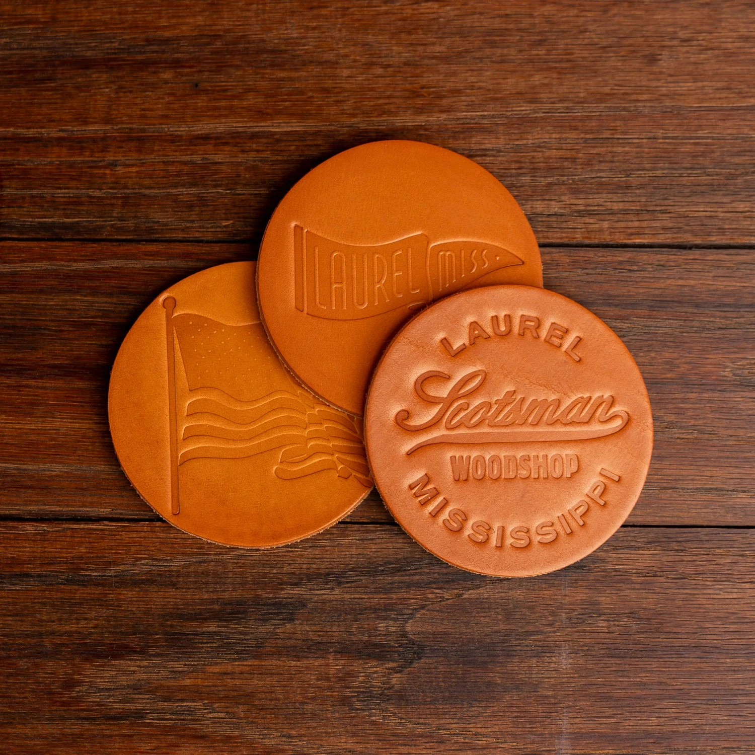 Laurel Pennant Handcrafted English Bridle Leather Coaster 5 Laurel Pennant Handcrafted English Bridle Leather Coaster - Image 3