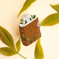 Book Lover Enamel Pin - Lost In A Book Aesthetic Lapel Pin for Bibliophiles