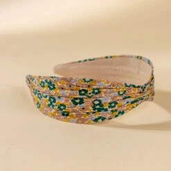Mallorie's Retro Floral Wide Fabric Headband - Nonslip Comfort -Laurel Mercantile Store Mallories Retro Floral Headband Yellow 00002