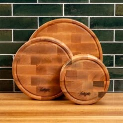 Maple End Grain Round Butcher Block With Juice Groove