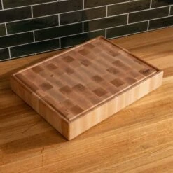 Maple End Grain Rectangle Butcher Block with Juice Groove -Laurel Mercantile Store Maple Rectangle End Grain Butcher Block with Juice Groove Large 00002