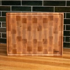 Maple End Grain Rectangle Butcher Block with Juice Groove -Laurel Mercantile Store Maple Rectangle End Grain Butcher Block with Juice Groove Large 00005